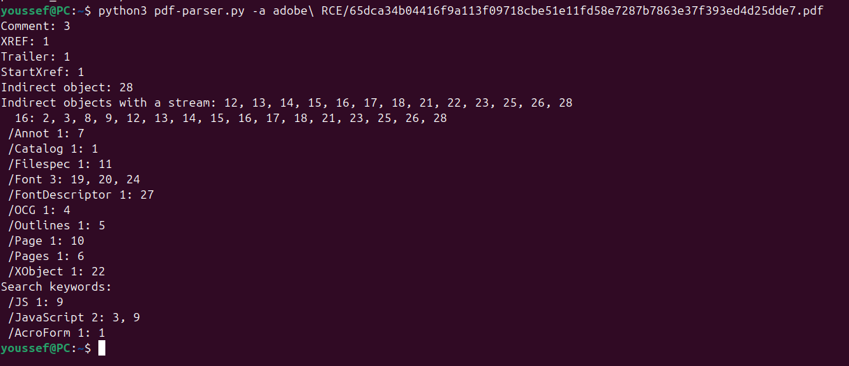 PDF object structure enumeration